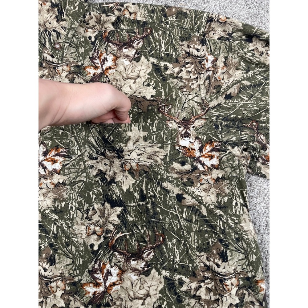 Woods & Water Shirt Mens Large Green Camo Button Down Deer Hunting Outdoor Cabin - Picture 4 of 9